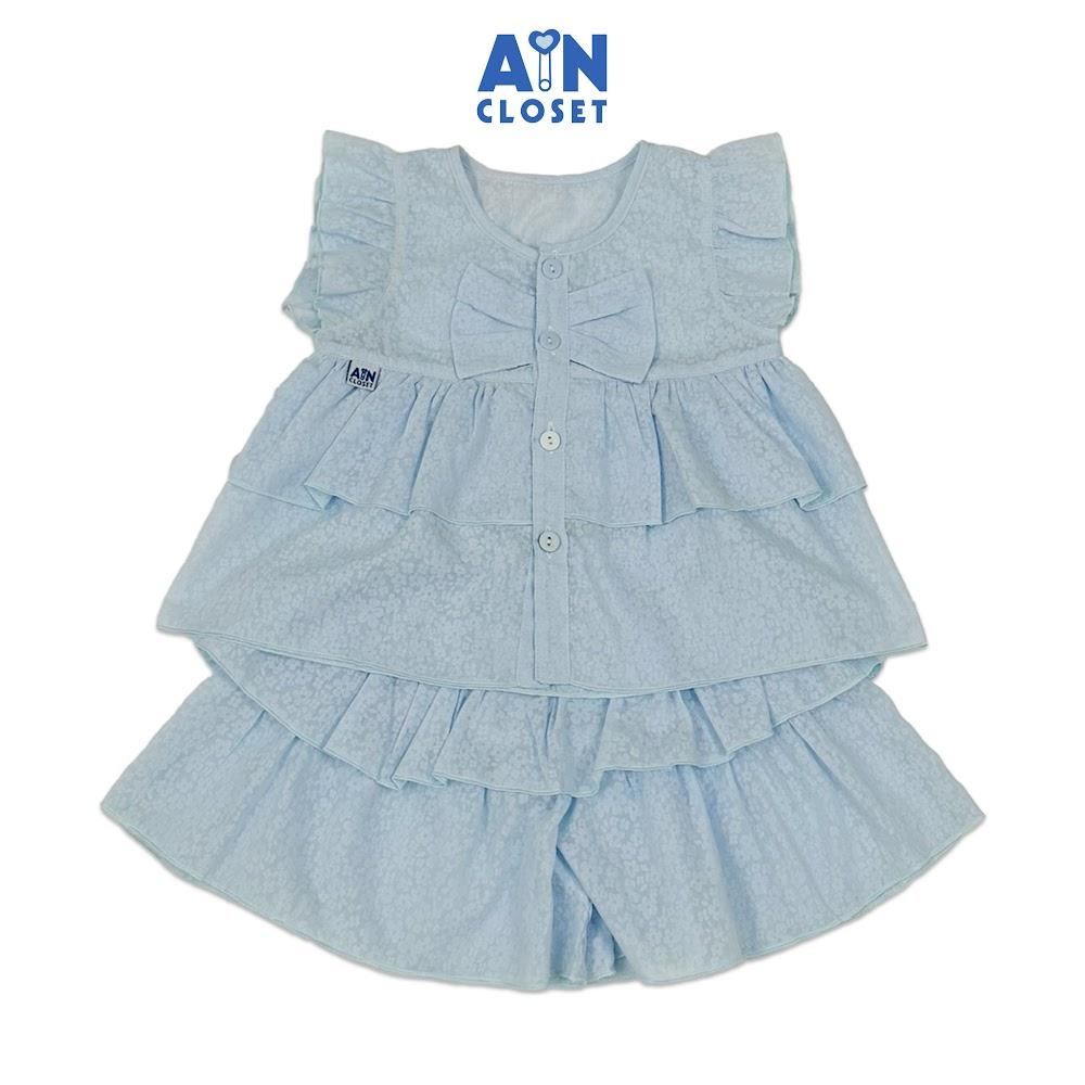 Bộ quần áo Ngắn bé gái hoạ tiết Nơ Xanh Dương Cotton boi - AICDBGXJLPA8 - AIN Closet
