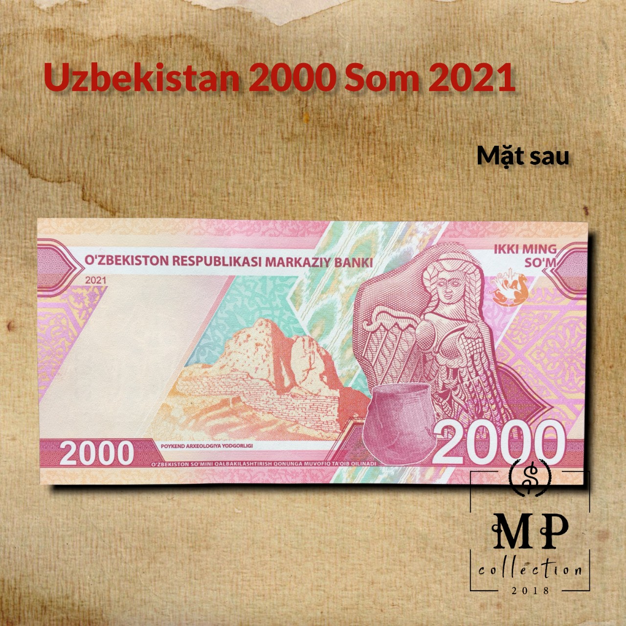 Tiền sưu tầm Uzbekistan 2000 Som 2021