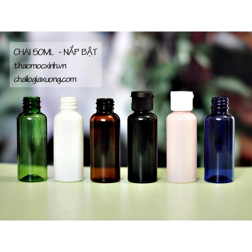 CHAI NHỰA 50ML NẮP BẬT XỊT PHUN SƯƠNG,VÒI KHÓA,NHẤN GIỌT