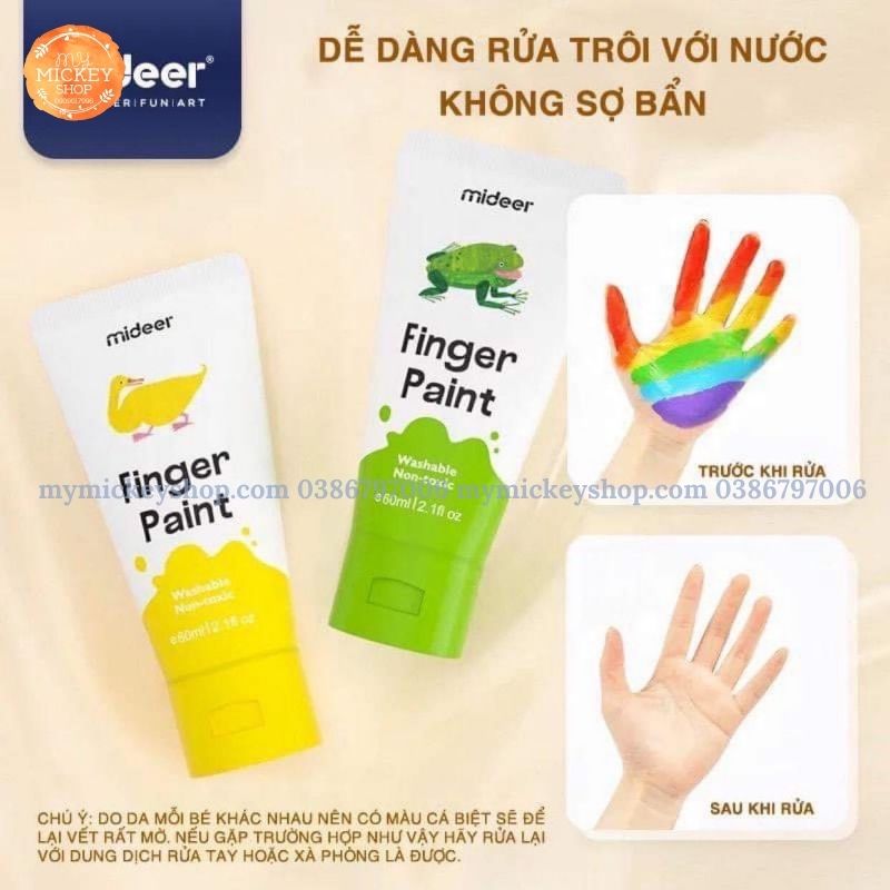 Mideer Màu Vẽ Bằng Tay Finger Paint loại 12 tuýp màu cho bé từ 3 tuổi