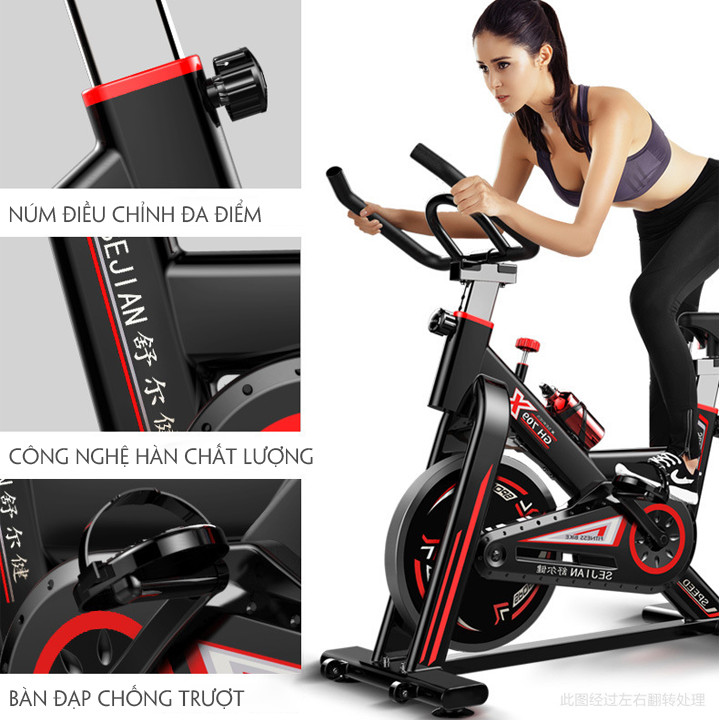 Xe đạp tập thể dục thể thao tập gym tại nhà thế hệ 4.0 khung thép sơn tĩnh điện chịu tải 250 kg, bánh đà 11 kg tặng kèm máy mát xa tạo cơ bụng EMS + đồng hồ cảm biến nhịp tim + bình nước thể thao ( giao màu ngẫu nhiên )