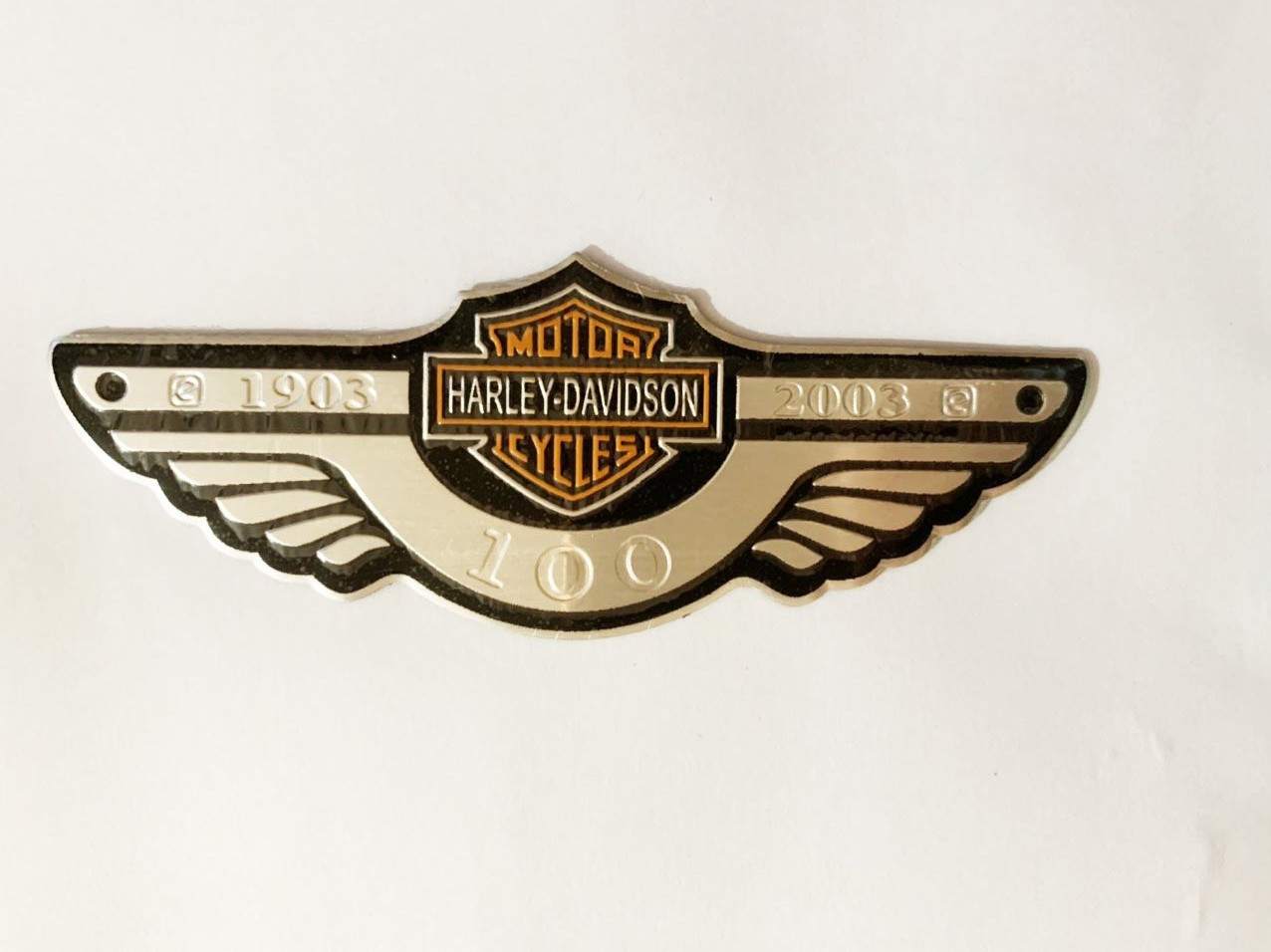 Bộ 2 Tem Nhôm trắng dán xe Harley Davidson cao cấp