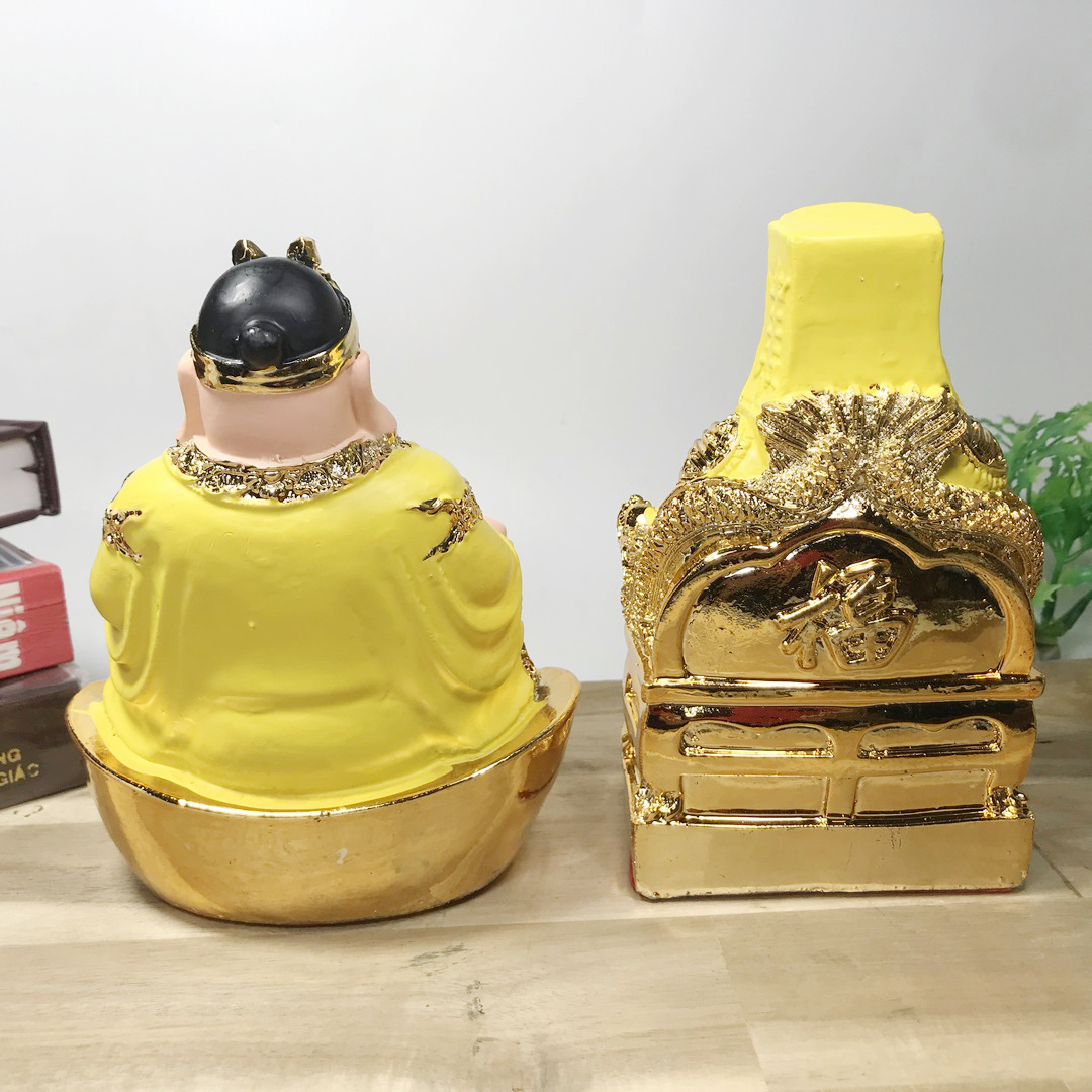 Bộ 2 tượng Thần Tài Thổ Địa áo vàng cao nhiều cỡ