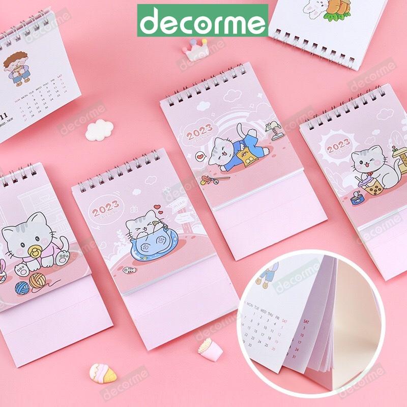 Lịch để bàn mini 2023 đa năng Decorme Lịch mini trang trí bàn học đa năng văn phòng phẩm SMN