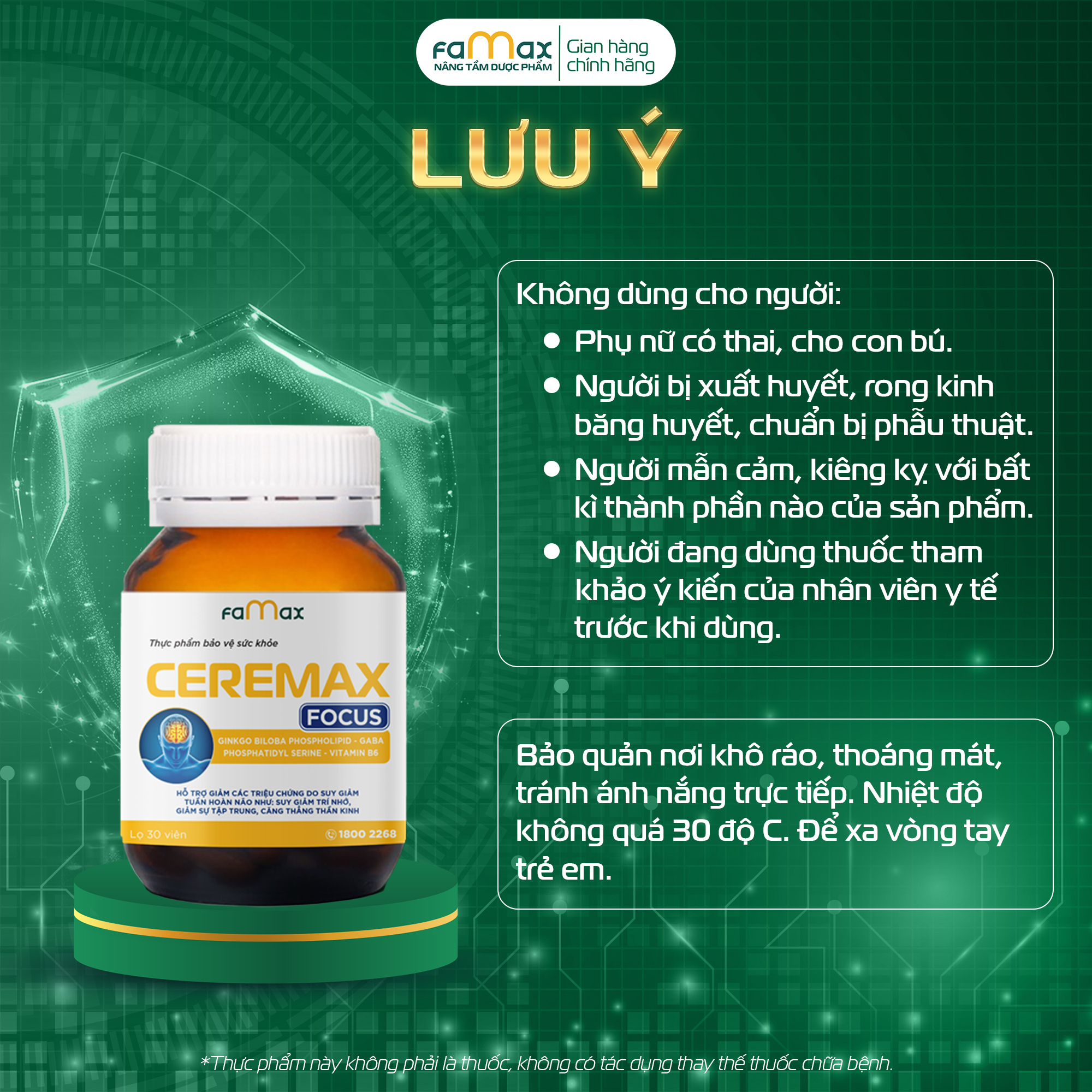 [FAMAX] Combo 3 hộp viên bổ não, cải thiện trí nhớ Ceremax Focus hộp 30 viên