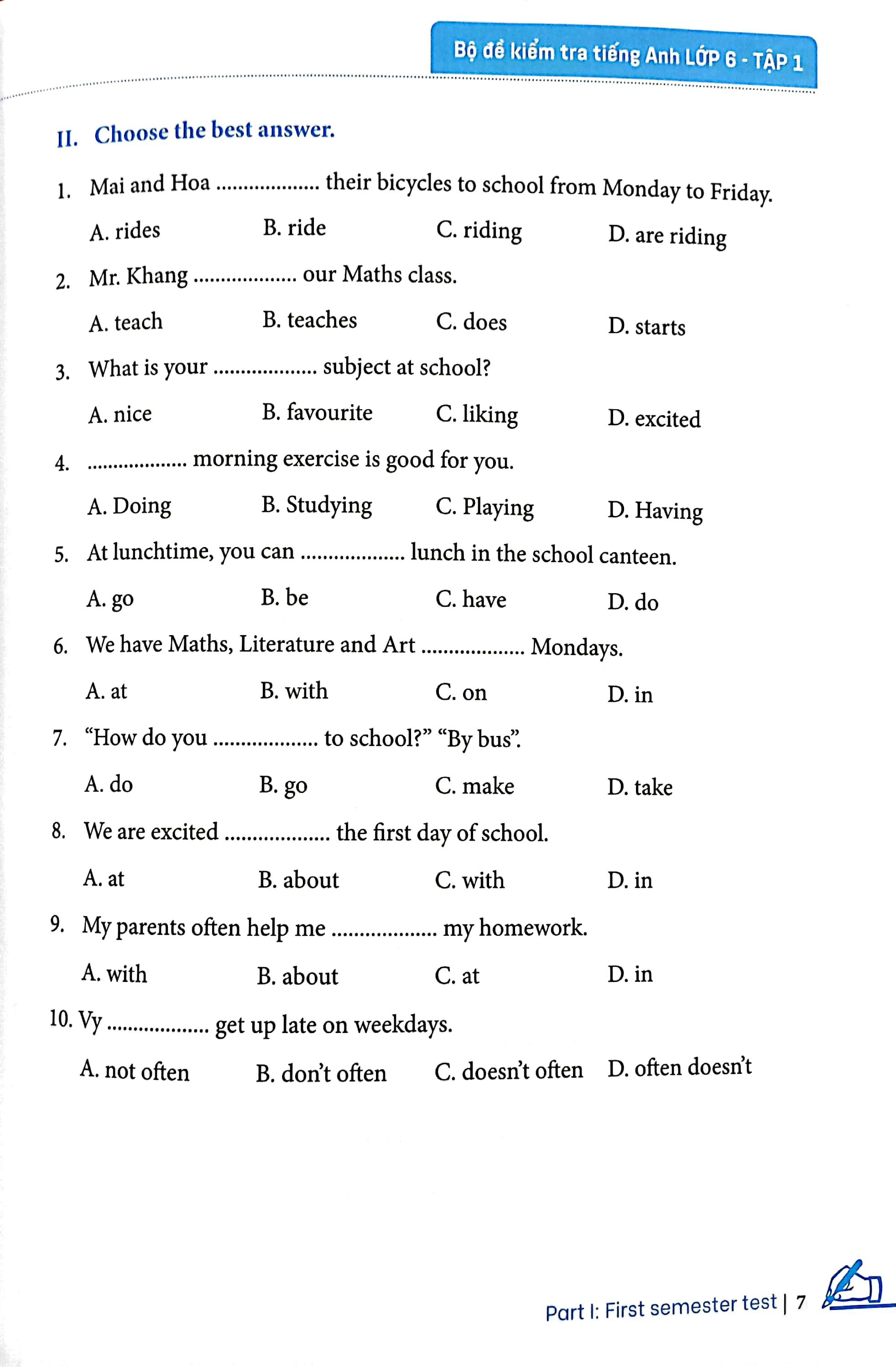 Global Success - Bộ Đề Kiểm Tra Tiếng Anh Lớp 6 - Tập 1 (Có Đáp Án)