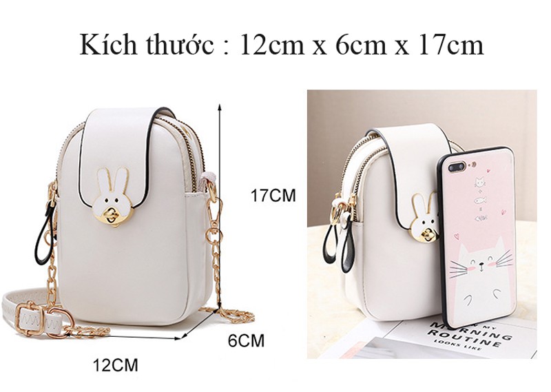 Túi đeo vai nhỏ gọn khóa hình thỏ