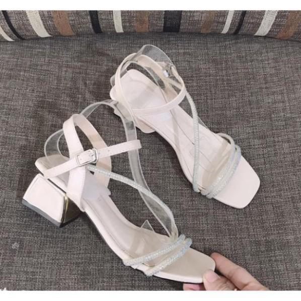 Giày Sandal cao gót phối kim sa, chiến binh xinh và cực đẹp AMZO