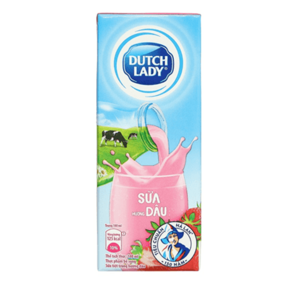 Thùng 48 Hộp Sữa Uống Tiệt Trùng Dutch Lady Cô Gái Hà Lan Dâu (48 x 180ml)