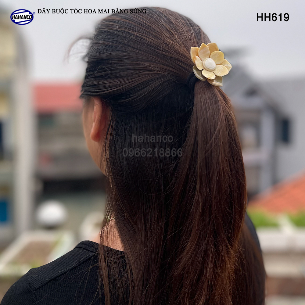 Dây cột tóc hoa mai bằng sừng - phụ kiện tóc độc lạ phong cách Hàn Quốc - handmade đẹp - HH619