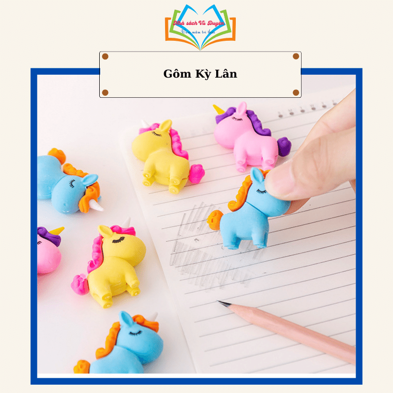 Gôm tẩy bút chì ngựa pony unicorn, đồ dùng học tập dễ thương cute giá rẻ làm quà tặng học sinh văn phòng phẩm