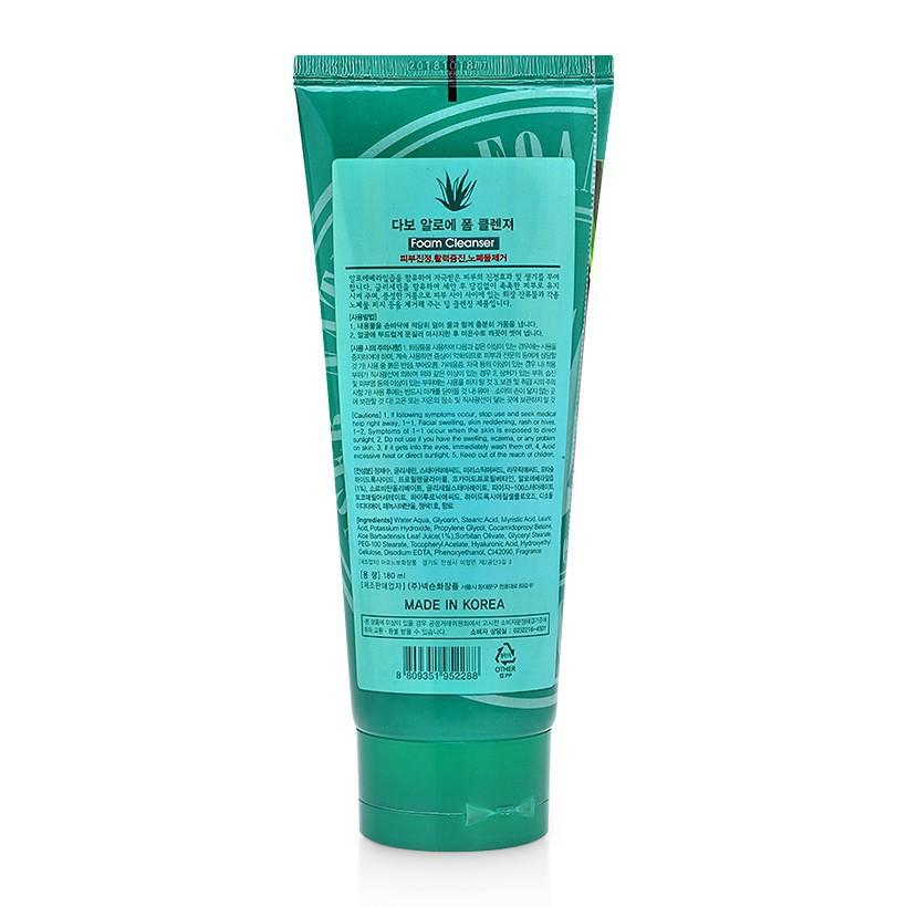 Sữa Rửa Mặt Hàn Quốc DABO lô hội 180ml_sạch sâu, se khít lỗ chân lông, ngừa mụn và dưỡng ẩm cho làn da mặt luôn mềm mịn