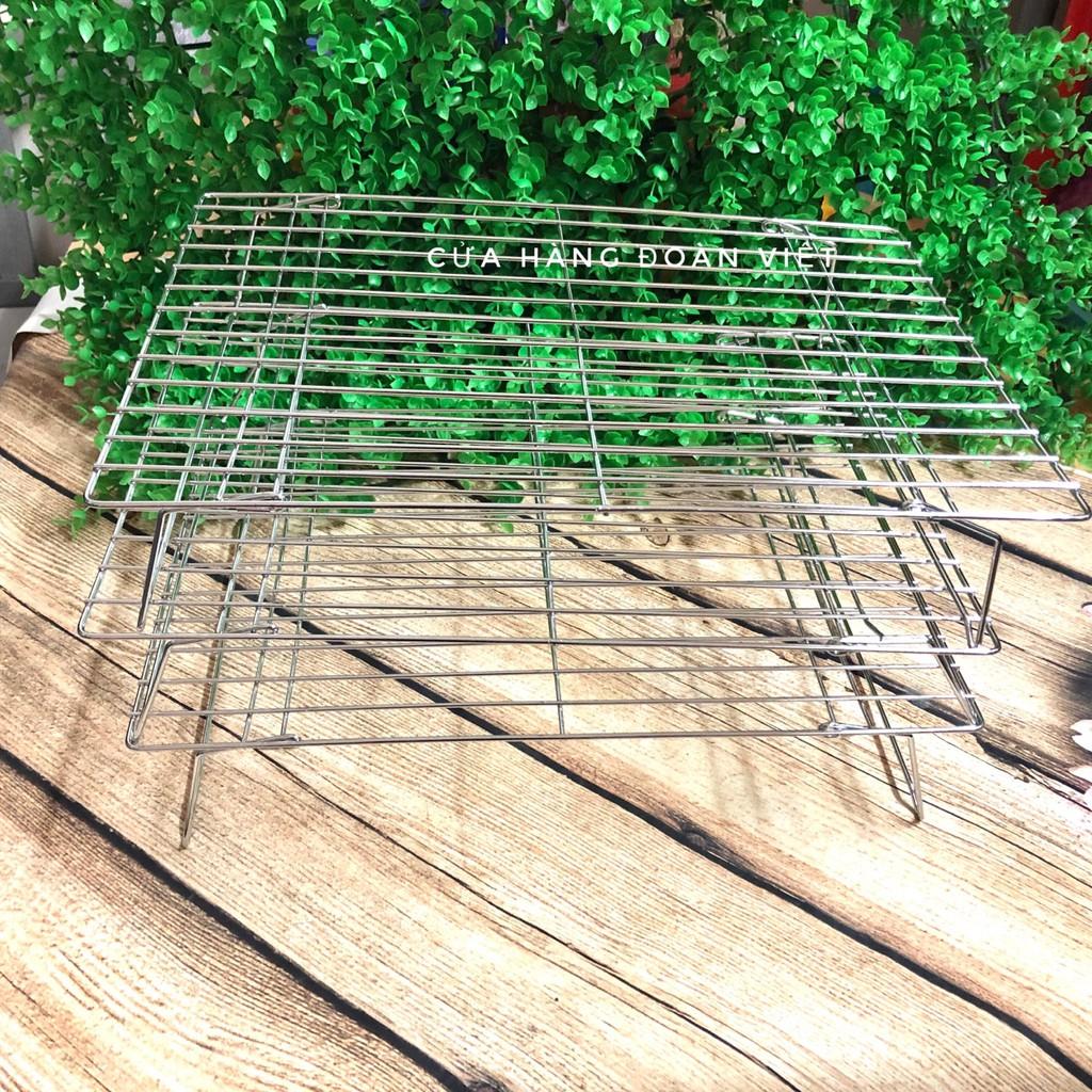 Rack / Vỉ phơi bánh INOX, hong bánh 3 tầng, kệ có 2 chân xếp tiện cho việc kê đở bánh thoáng, với 3 tầng không chiếm không gian, SIZE 24 x 34cm dễ vệ sinh, an toàn