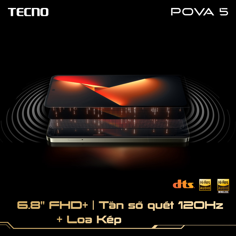 Điện thoại Tecno POVA 5 (8+8)/256GB - MediaTek Helio G99 - Sạc nhanh 45W - 6.8'' FHD+120HZ - Hàng Chính Hãng -  BH 13 Tháng