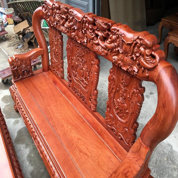 Bộ bàn ghế minh quốc voi chiến gối lá sen gỗ hương đá ( Chị Hạnh - Lạng Sơn )