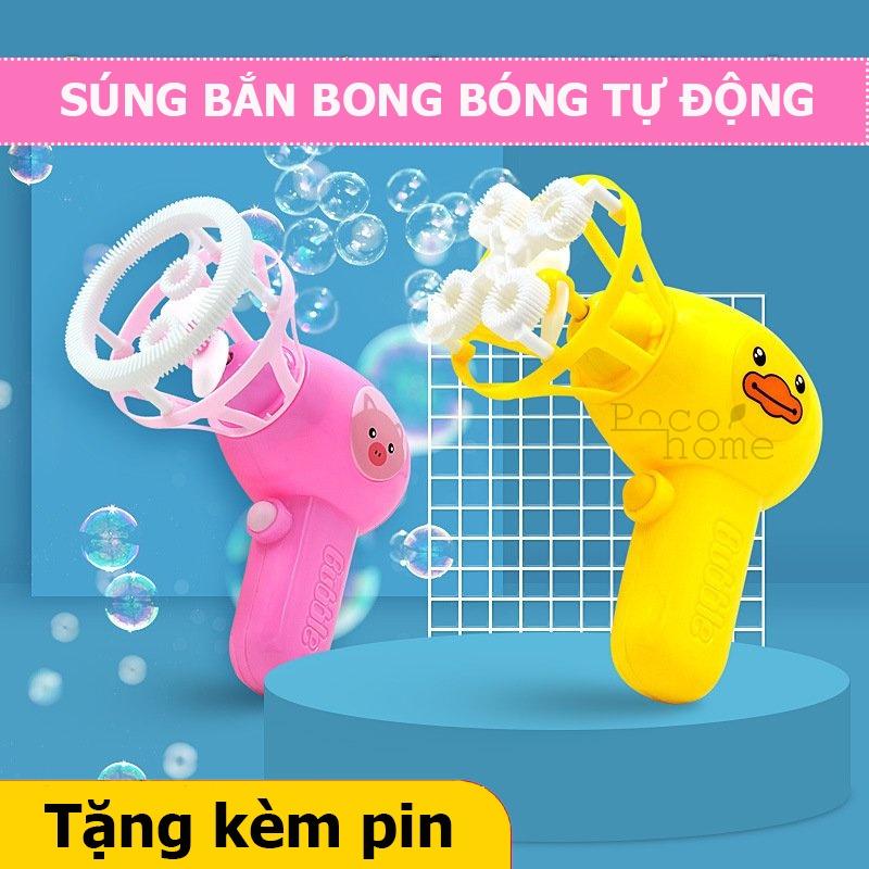 Máy bắn bong bóng tự động, súng bắn bong bóng kèm xà phòng+ pin , đồ chơi ngoài trời vui nhộn cho bé