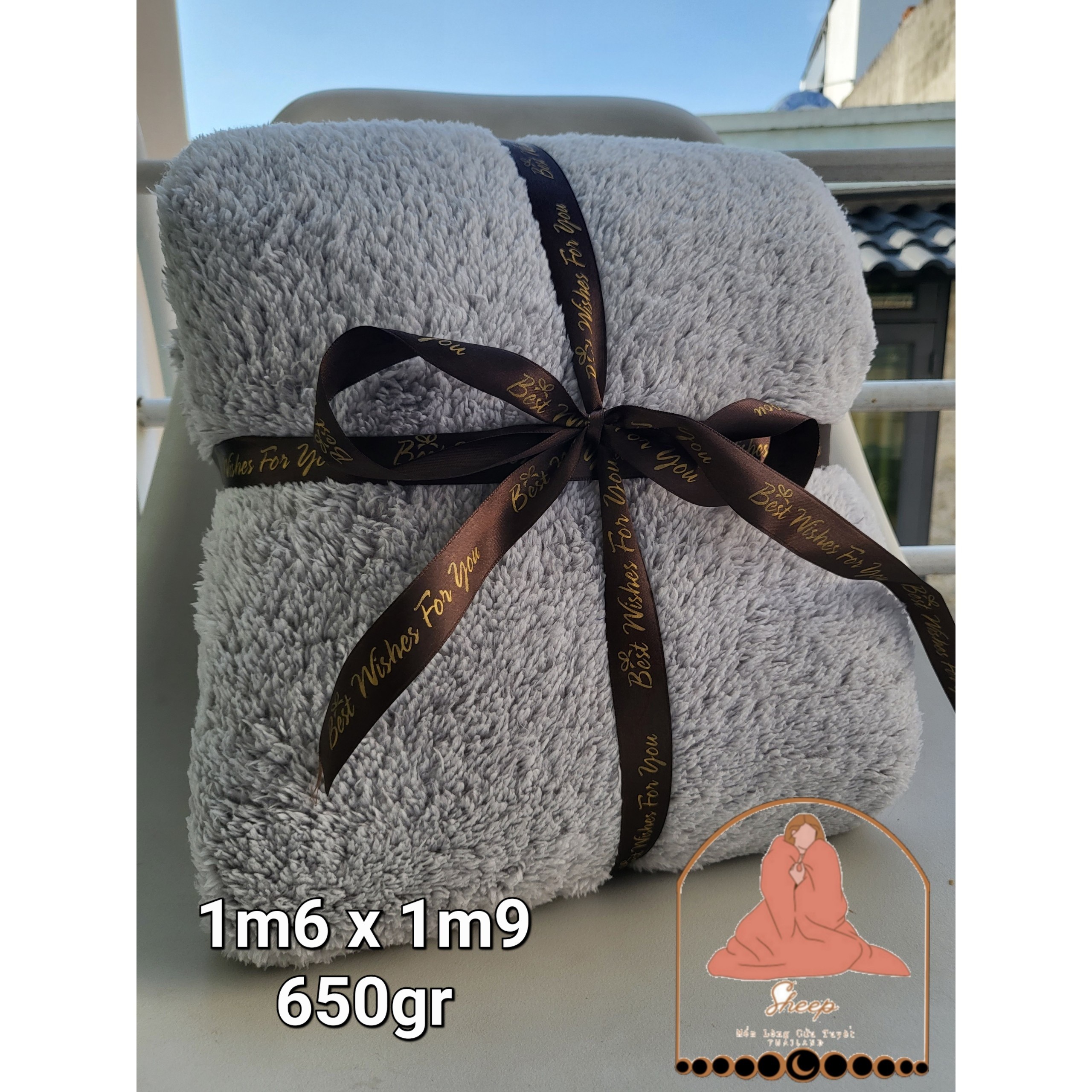 Mền lông cừu Thaí xám xù