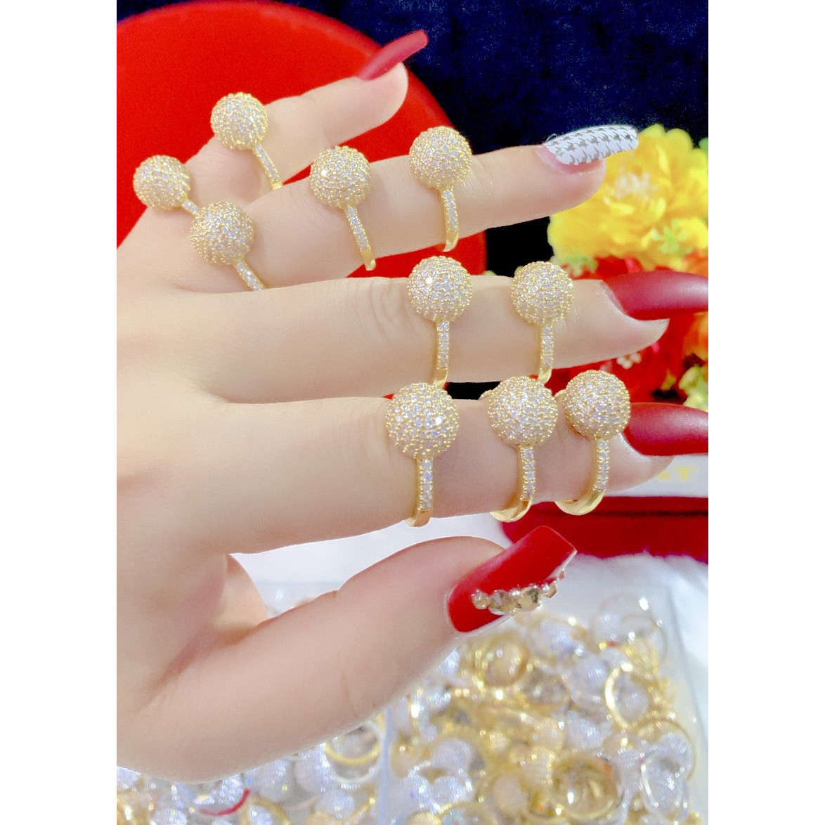 Nhẫn nữ trái châu đính xoàn cao cấp P325