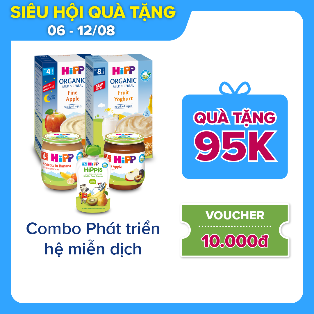 Combo ăn dặm HiPP Organic số 5: Phát triển hệ miễn dich