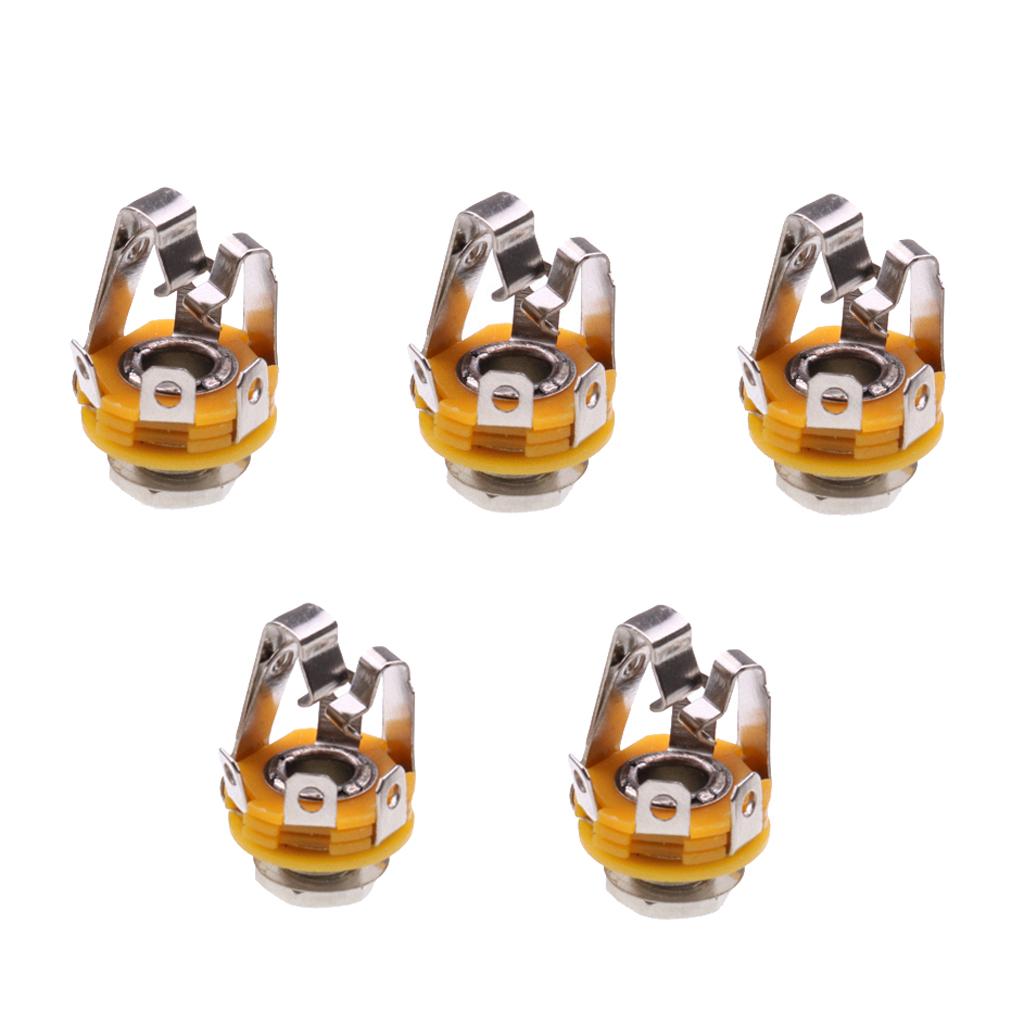 Sunnimix 5X1/4  6.35 Mm Đầu Vào Âm Thanh Stereo Đầu Ra Jack Cắm Ổ Cắm Đàn Guitar Điện Bass