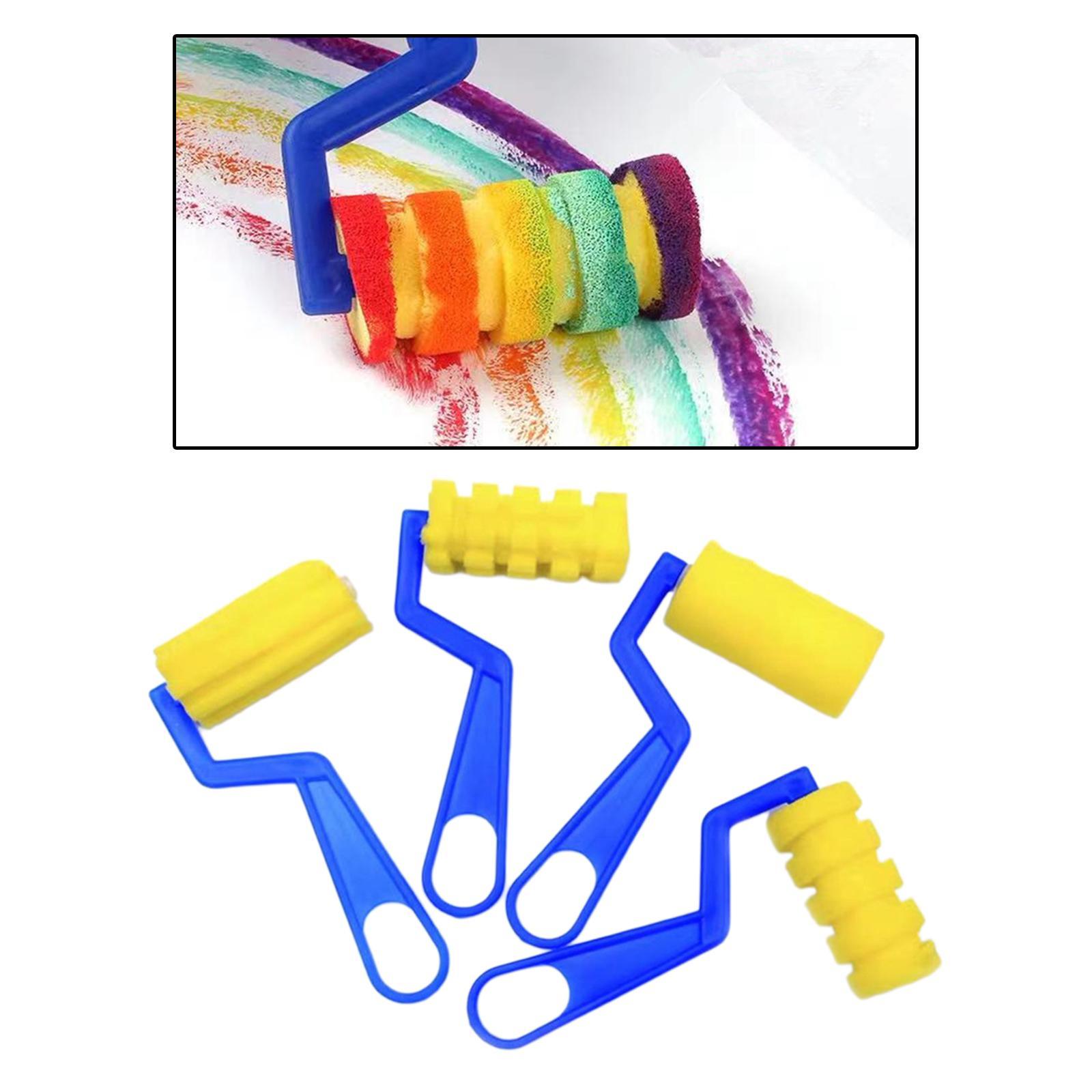 4x Sponge Painting Roller Brushes DIY Graffiti Tools Foam Paint Brushes