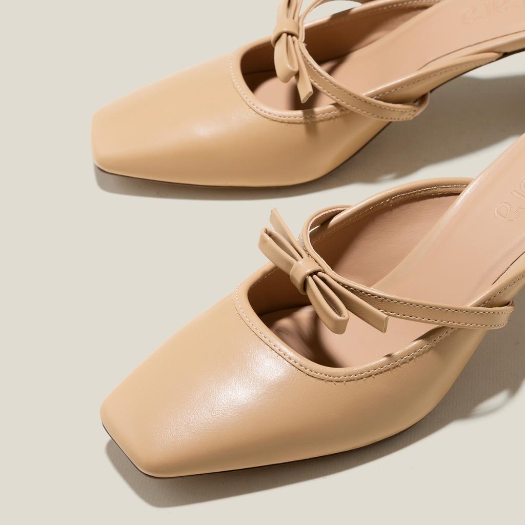 Vascara Guốc Mary Janes Mũi Vuông Nhấn Nơ - GNN 0201