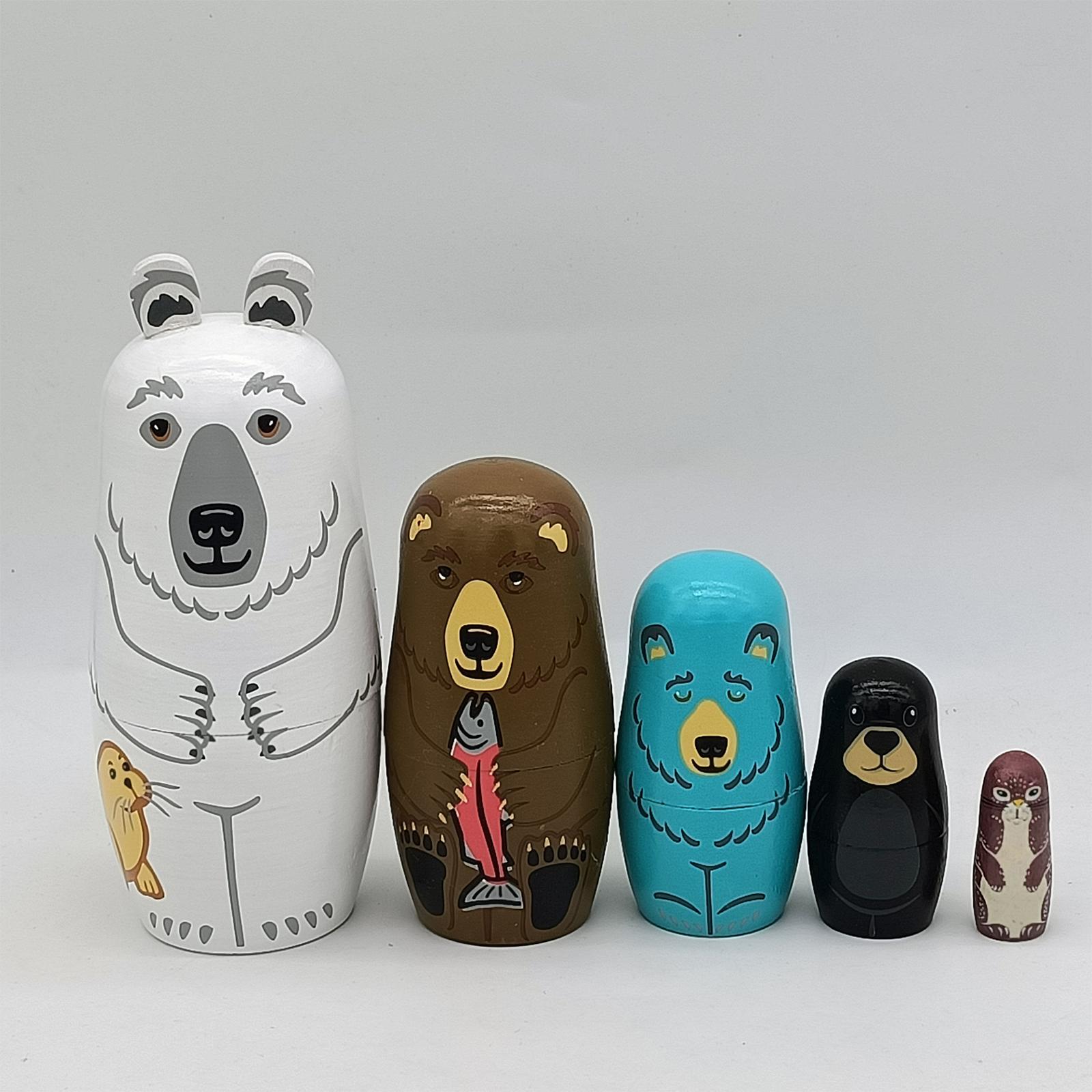 5Pcs Russian Nesting Dolls Decoration Matryoshka for Kids Christmas Children