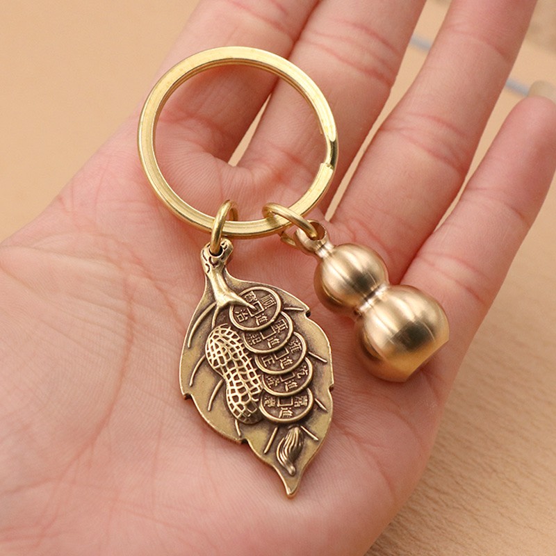 Móc khoá chú bình an 3 món bằng đồng
