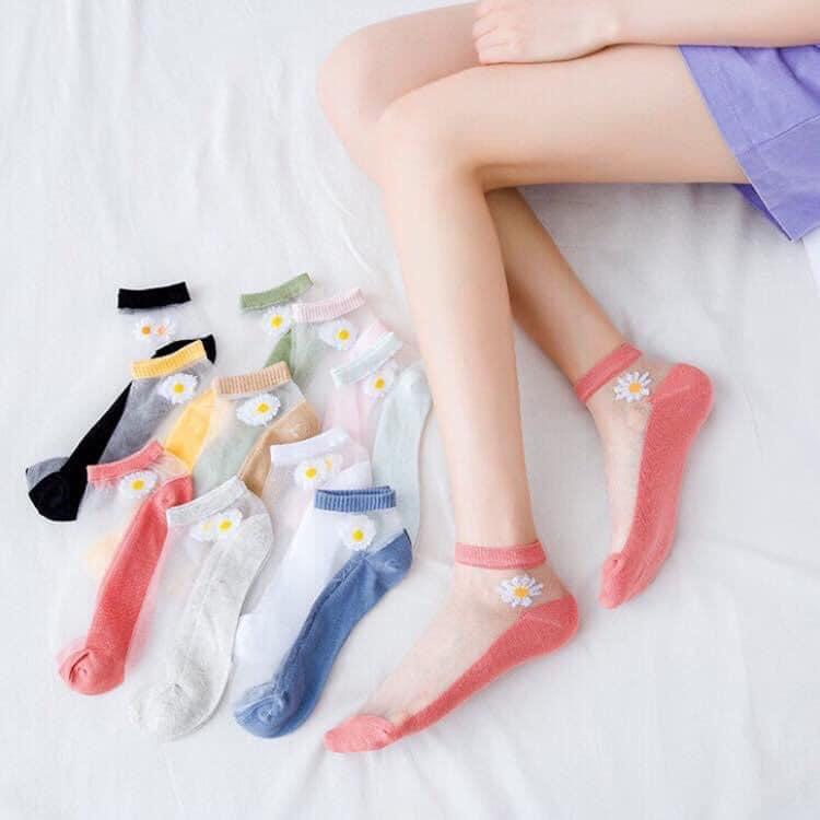 Túi 10 Đôi Tất Nữ Ren Lưới Hoa Cúc