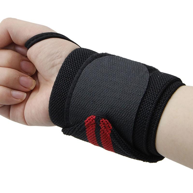 Đai quấn bảo vệ cổ tay hỗ trợ Tập Gym, Nâng Tạ sọc đỏ(1 đôi)