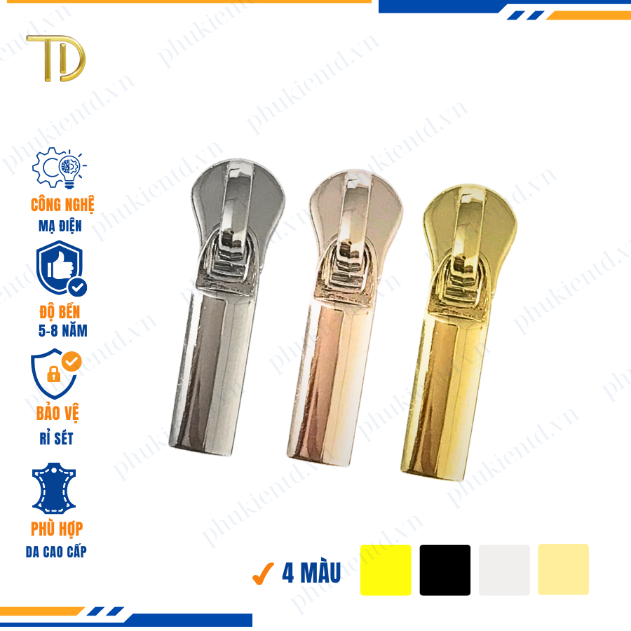 Đầu khóa kéo túi xách, đầu khóa kéo thay thế, đầu khóa kéo balo răng 3, Mạ điện độ bền 5-8 năm