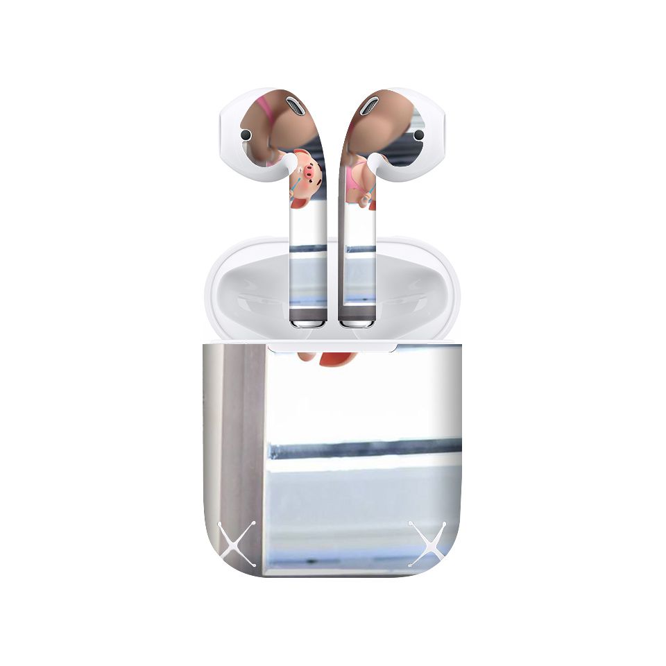 Miếng dán skin chống bẩn cho tai nghe AirPods in hình Heo con dễ thương - HEO2k19 - 126 (bản không dây 1 và 2