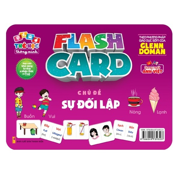 Flash card Theo phương pháp giáo dục sớm của Glenn Doman – Thẻ học thông minh (song ngữ Anh Việt) - Chủ đề:  Sự đối lập