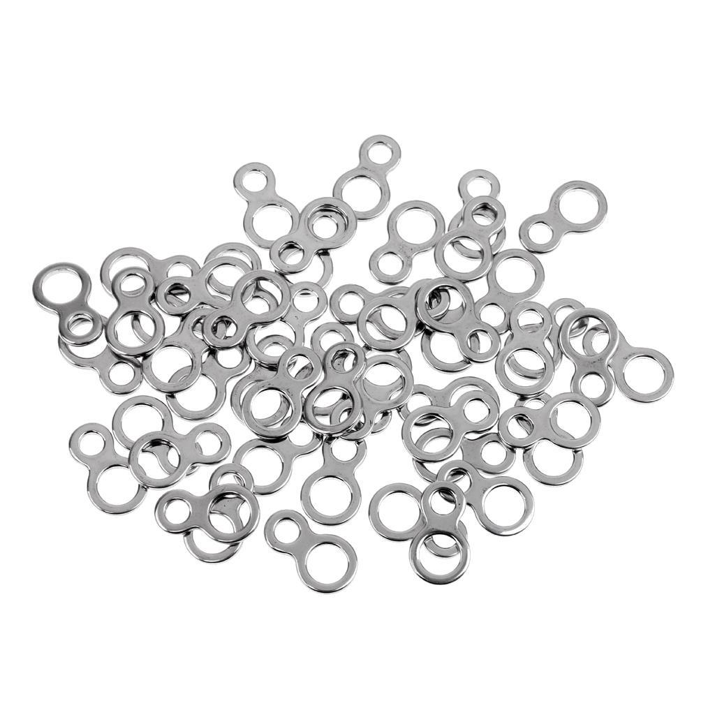 100Pcs Steel Figure 8 Solid Ring Assist Hook for Jig Fishing Tackle 2 Size