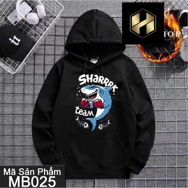 Áo hoodie unisex nam nữ cá mập có bigsize vải nỉ bông dày mịn