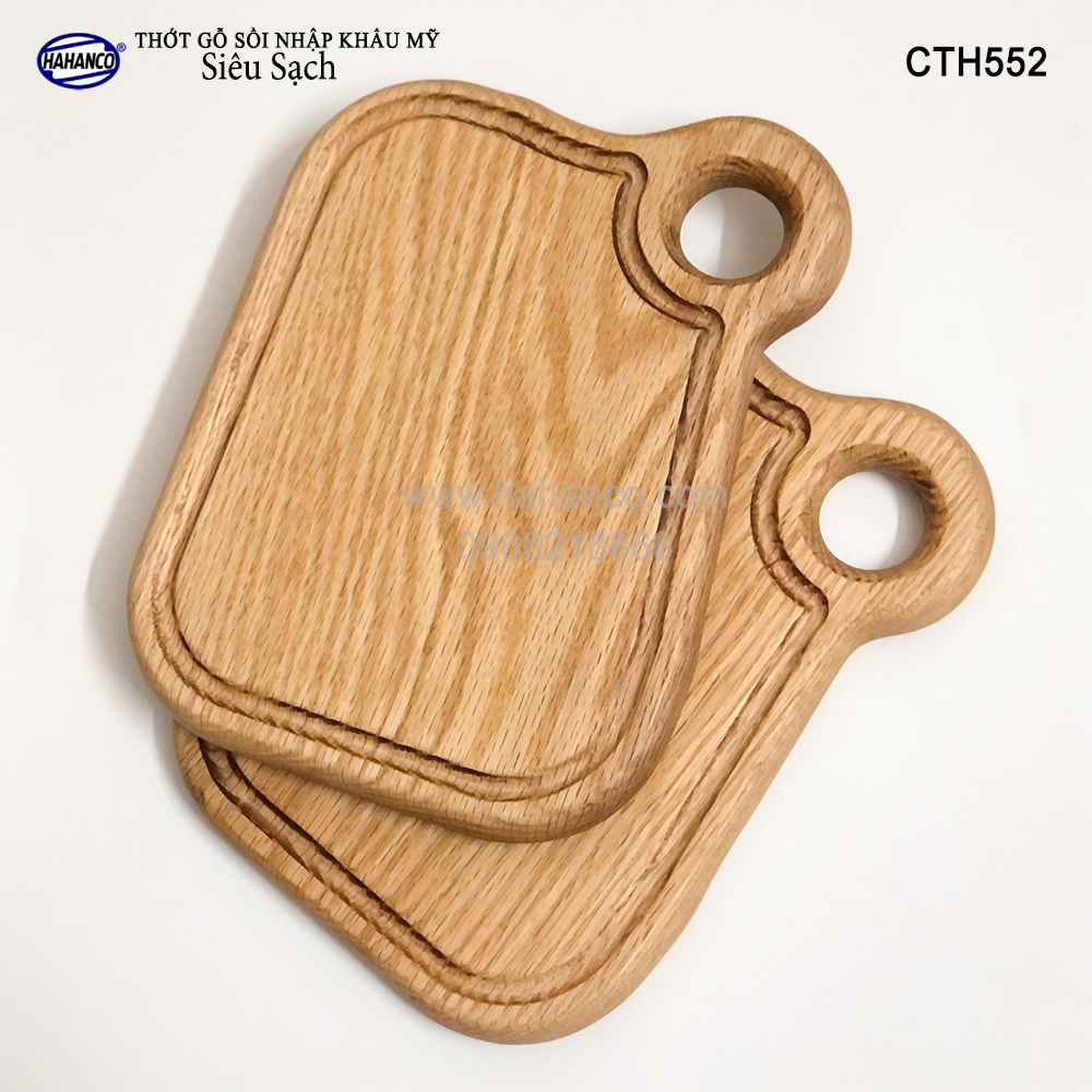 Thớt xinh gỗ Sồi Mỹ (OAK) có rãnh bao quanh (CTH552) hàng Xuất Khẩu Châu Âu - khay bánh mì/trái cây/ bít tết/ pizza/ phụ kiện chụp ảnh, bày món ăn trong nhà hàng - Sang trọng trên bàn ăn - HAHANCO