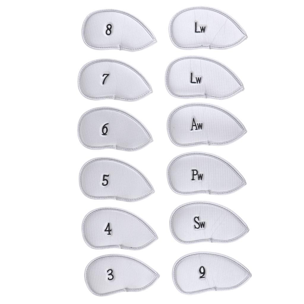 12 Pieces Waterproof PU Leather Golf Iron Head Cover Headcover Protector Set - Various Colors