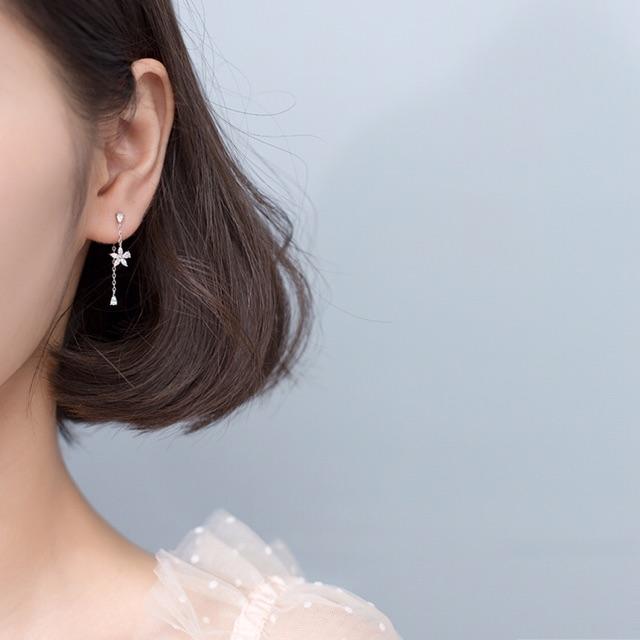 Khuyên tai bạc Ý s925 cánh sao thả dài G0585 - AROCH Jewelry