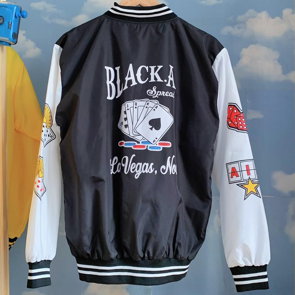 Áo Khoác kiểu dù Bomber unisex form rộng nam nữ 2 lớp BLACK.A