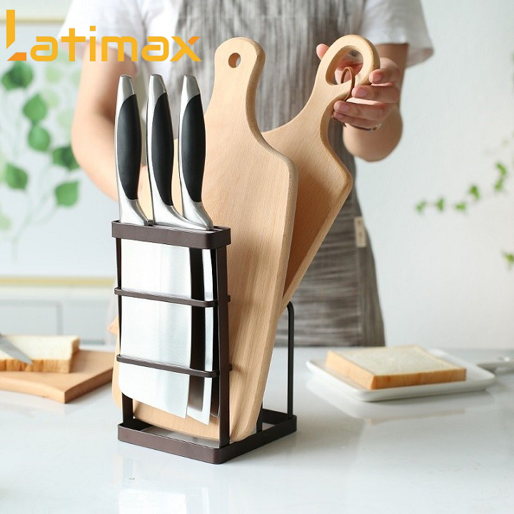Kệ Để Dao Thớt Nhà Bếp Thép Carbon Sơn Đen Tĩnh Điện Sang Trọng, Tiện Dụng, Độ Bền Cao