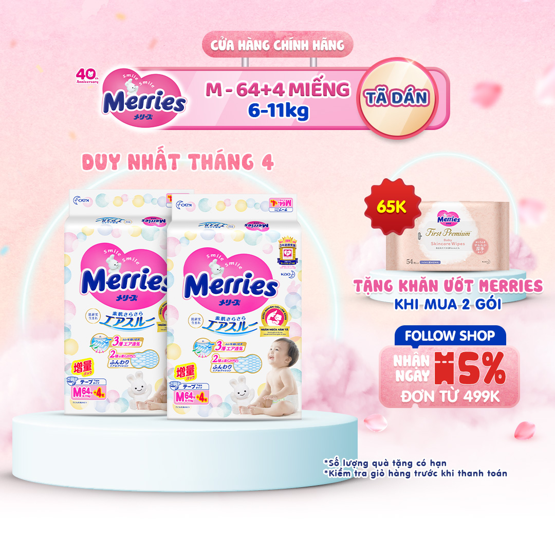 Thùng 2 Tã dán Merries đủ size NB96/S88/M68