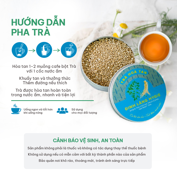 Trà Đinh Lăng Hygie 250g giúp an thần, ngủ ngon