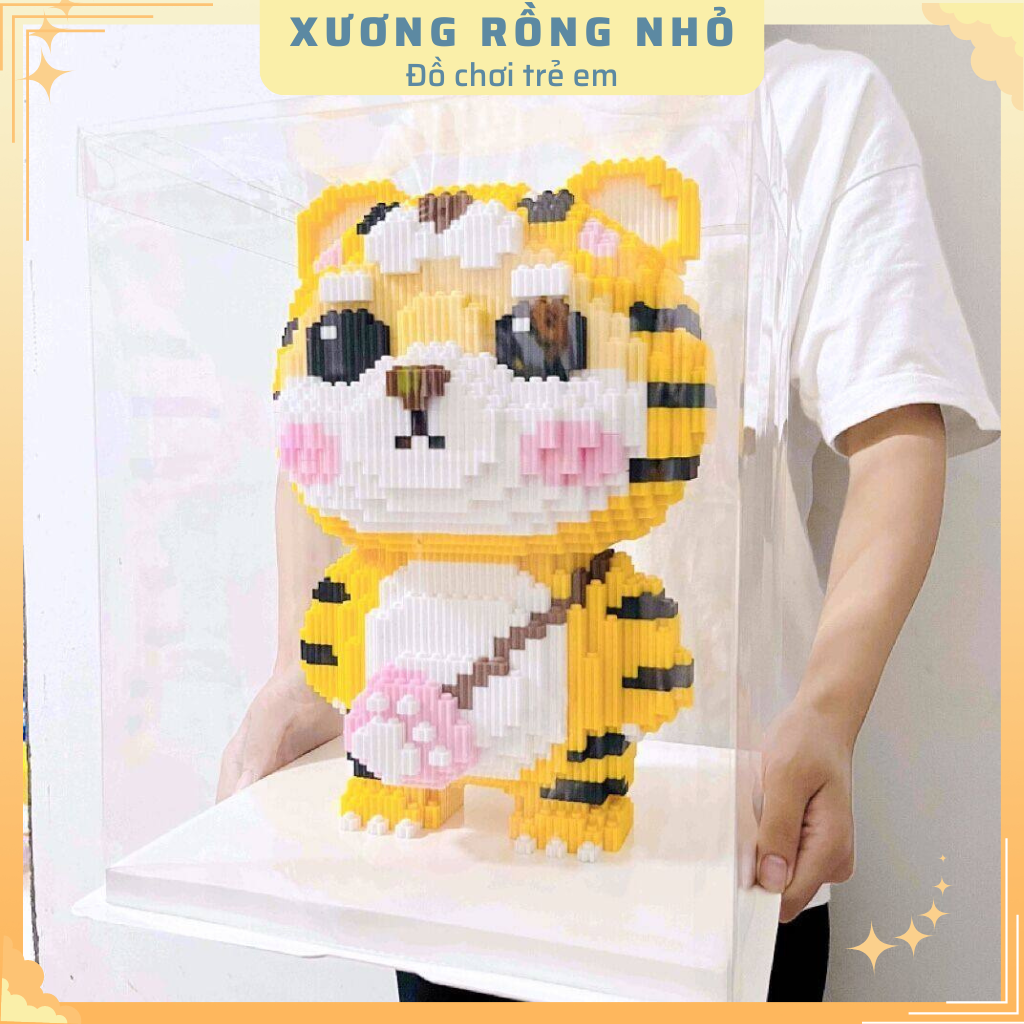 Mô hình đồ chơi lắp ráp 3D Hổ Vàng Đi Học 30cm mô hình cỡ lớn nannoblock bear brick Xương Rồng Nhỏ