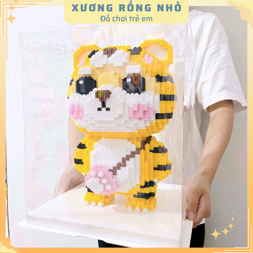 Mô hình đồ chơi  lắp ráp 3D Hổ Vàng Đi Học 30cm mô hình cỡ lớn nannoblock bear brick Xương Rồng Nhỏ