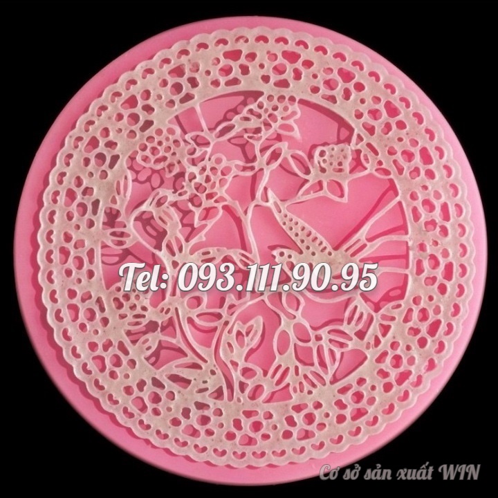 Khuôn silicon làm bánh, rau câu, fondant hoa văn nền bánh chim bồ câu - Loại 13 cm - Mã số 1621