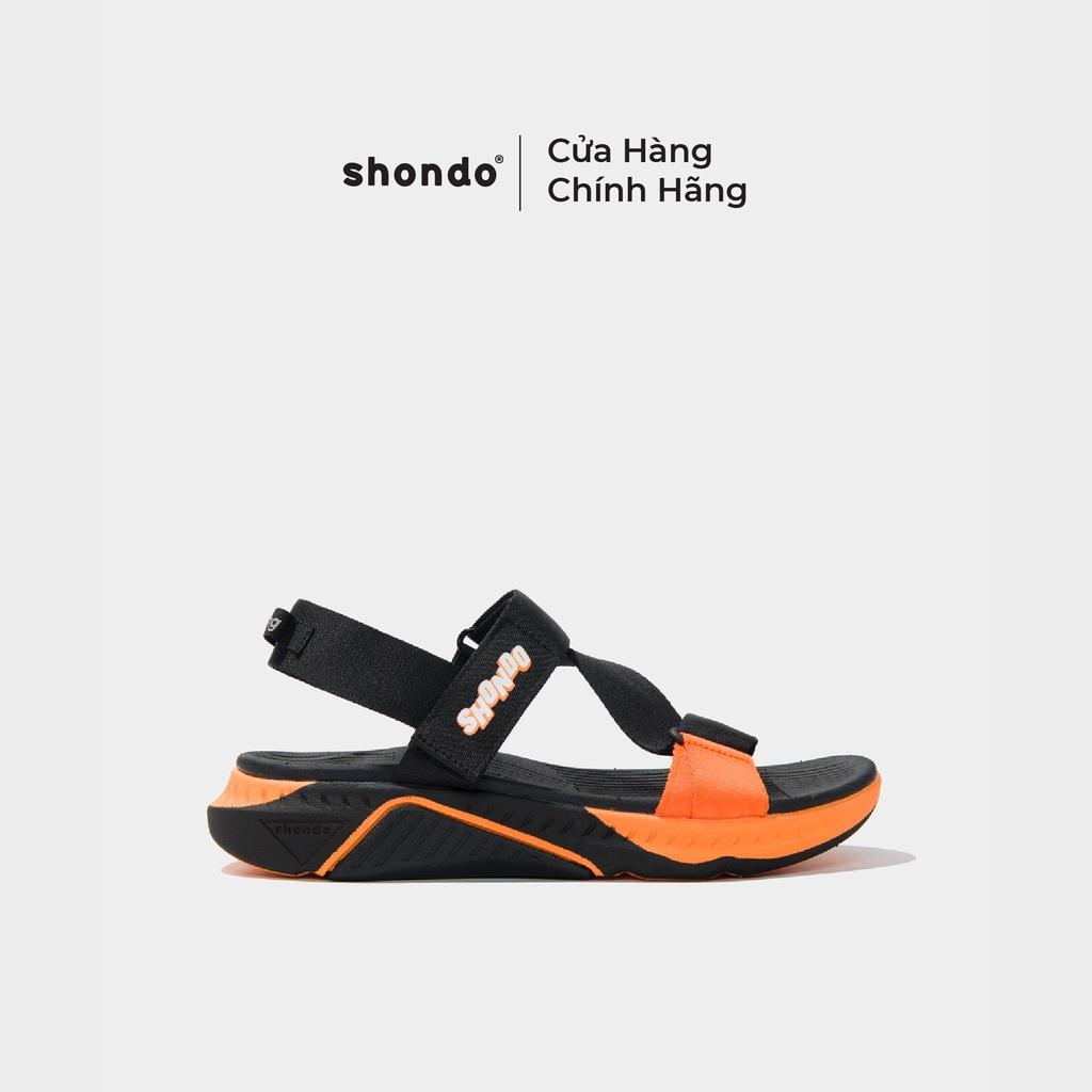 Giày Sandals Nam Nữ Shondo F7 Racing Đế Đen Phối Cam F7R1080