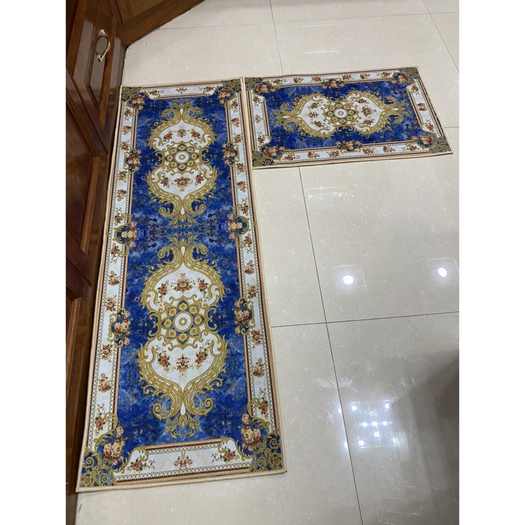 Thảm Bếp Bộ Đôi - Thảm Lót Chân Chống Trượt - SET 2 THẢM ĐẾ DÀY HÀNG CAO CẤP : 40x60cm và 40x1m2