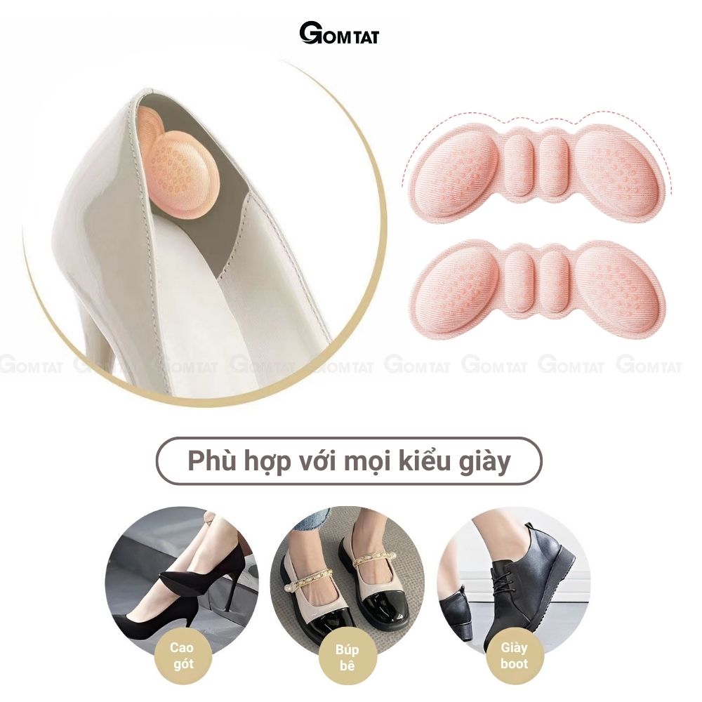 Miếng dán lót giày GOMTAT chống rớt gót, có lớp gai silicon bám chân, mặt sau có keo siêu dính - GOT-MAO-9002