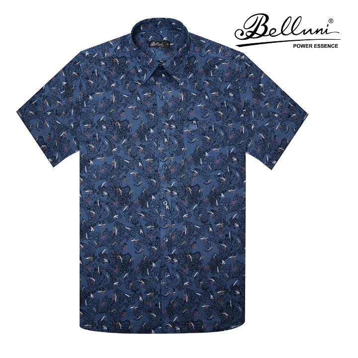 Áo sơ mi nam ngắn tay BELLUNI chất Bamboo hoạ tiết sang trọng - ABN.BPS.BE.197.B1
