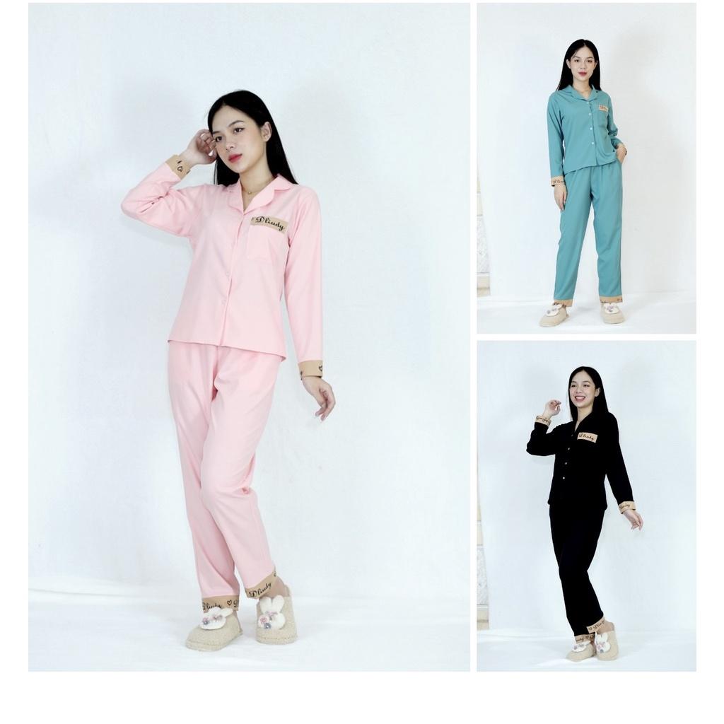Bộ đồ bộ Pijama QUẦN DÀI TAY DÀI PHA CHỮ siêu lụa - Thoải Mái Nhẹ Nhàng co giãn nhẹ